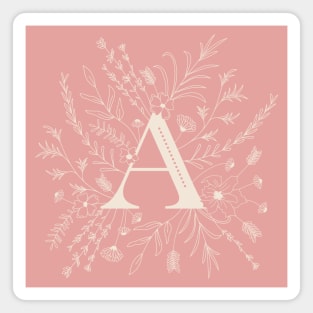 Botanical Letter A (Hibiscus Pink) Magnet